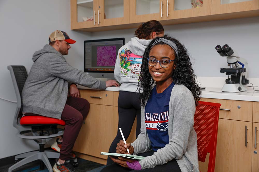 students working in a science lab