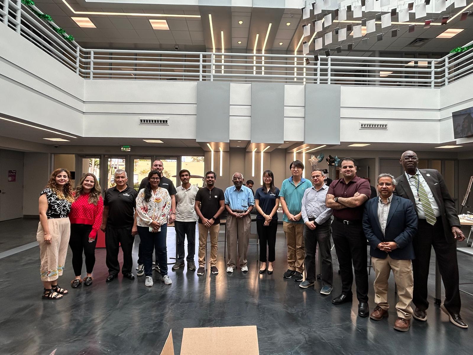 Faculty and staff at holiday party.