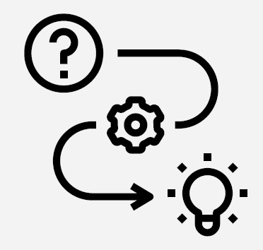 icon quesion mark, gear, lightbulb