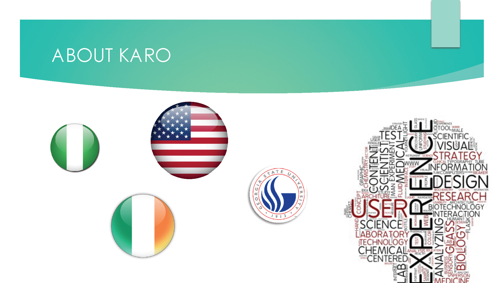 Slide 2: About Karo section introducing the presenter