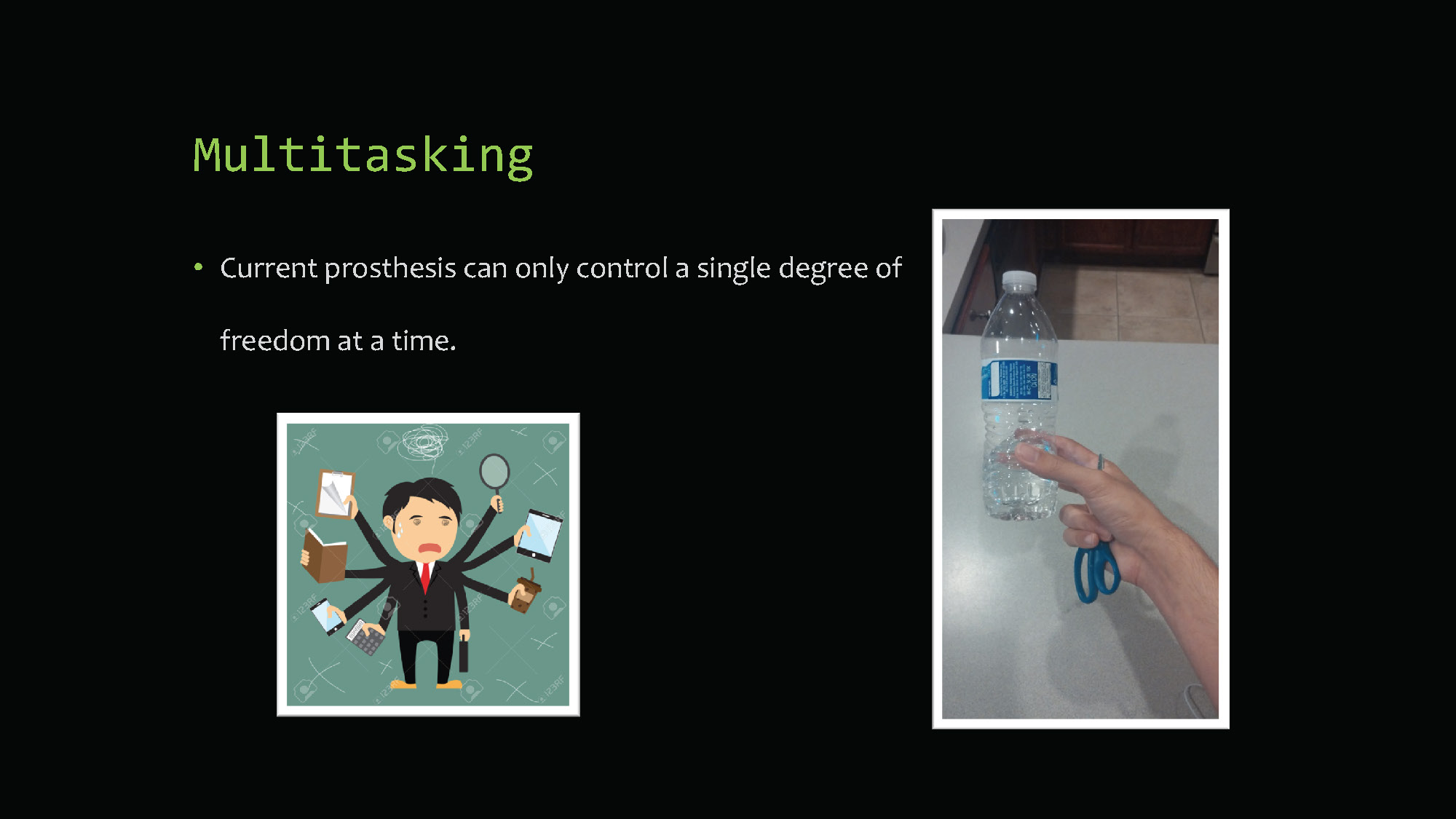 Slide 4: Multitasking problem with current prosthesis control limitations