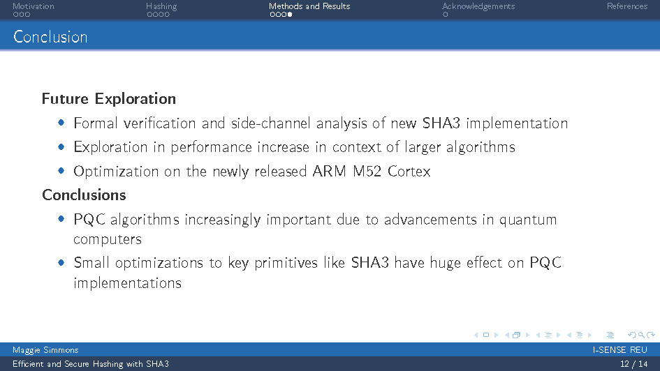 Slide 12: Conclusion slide with future exploration plans and main conclusions