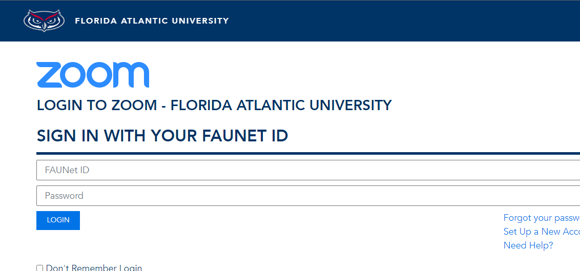 fau zoom login page