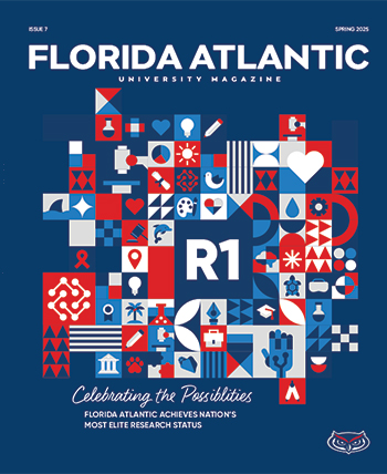 Magazine cover with red, white, blue icons and boxes with R1 in the middle