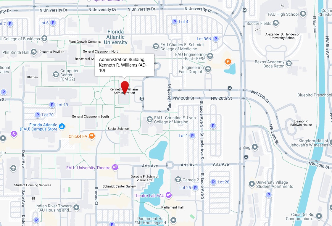 Map showing location of admin building AD-10