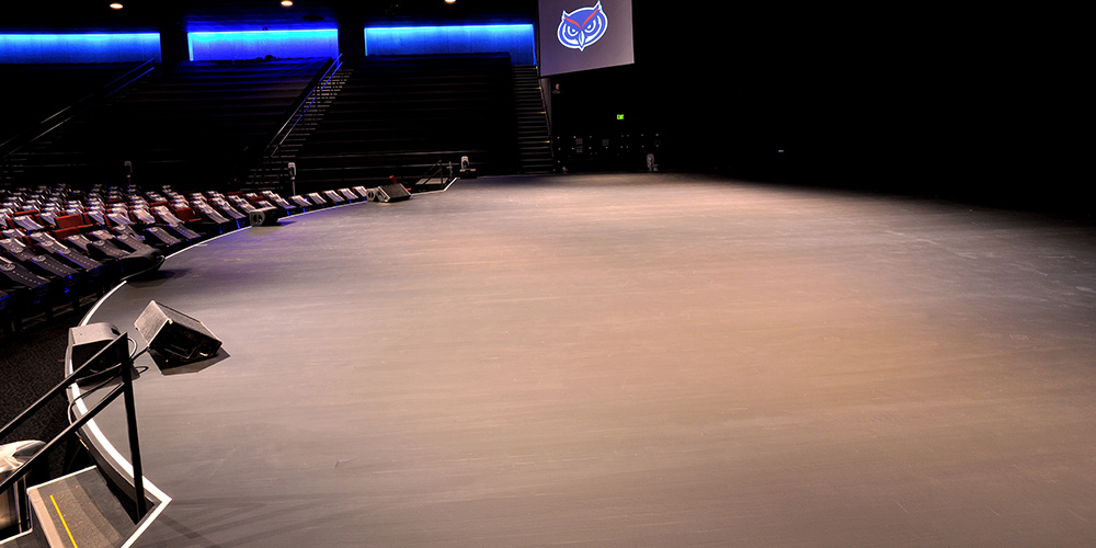 Close up shot of the kaye auditourium stage